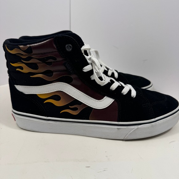 Vans Sk8-Hi Men's High Top Sneakers Black Flame Print Size 10 - Picture 6 of 11